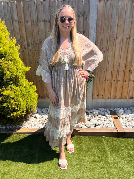 ‘Layla’ Lace Trim Boho Dress