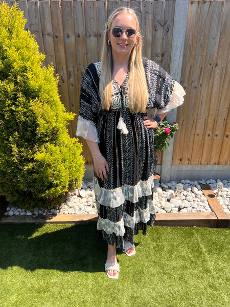 ‘Layla’ Lace Trim Boho Dress