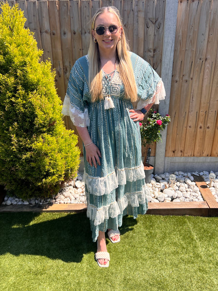 ‘Layla’ Lace Trim Boho Dress