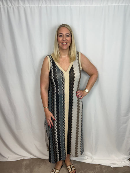 ‘Vicky’ Multicolour Zig-Zag Print Dress