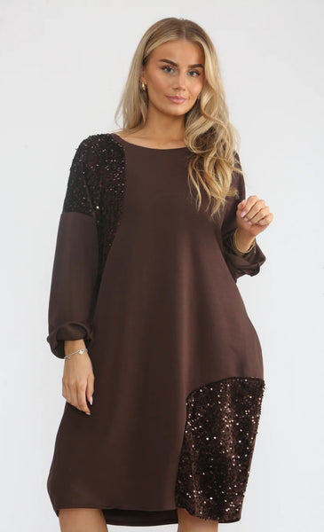 ‘Kim’ Sequin Panel Dress