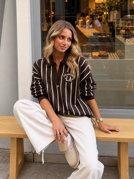 ‘Miami’ Striped V Collar Jumper