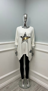 ‘Star’ Curved Hem Jumper