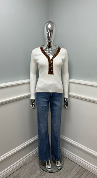 ‘Fenton’ Leopard Trim Top