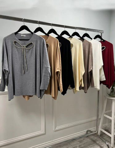 ‘Denver’ Diamante Bow Jumper