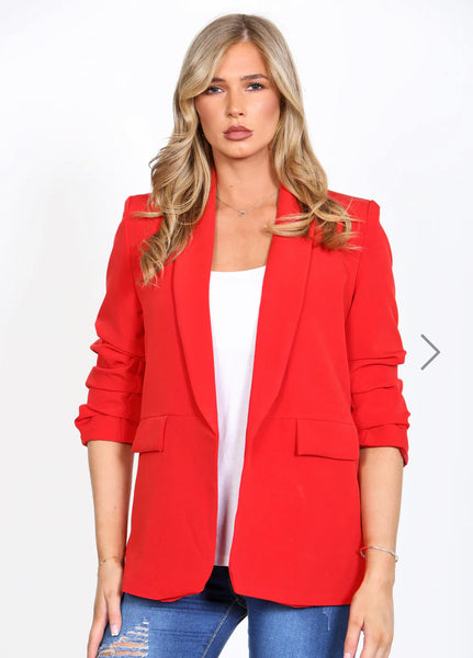 ‘Ezra’ Ruched Sleeve Blazer