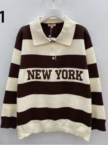 New York Striped Knitted Rugby Top