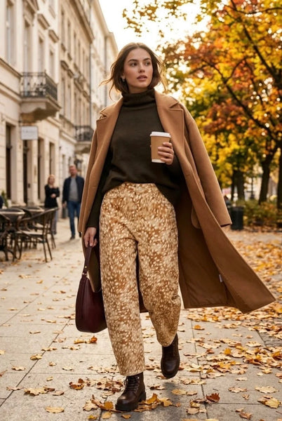 ‘Cindy’ Bambi Print Barrel Leg Jeans