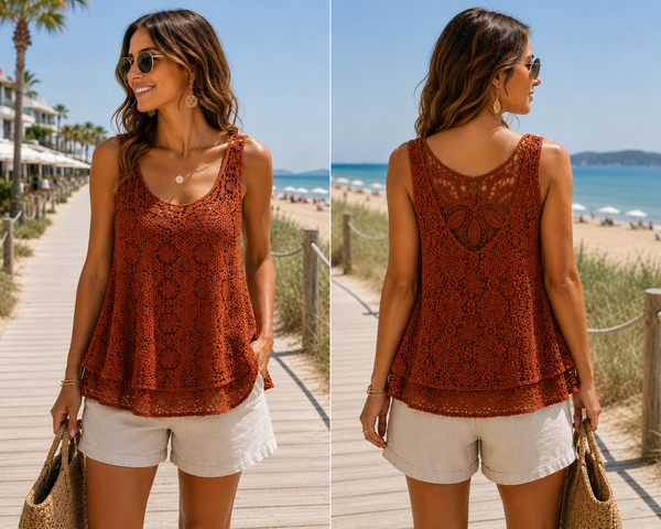 ‘Tyler’ Crochet Vest Top