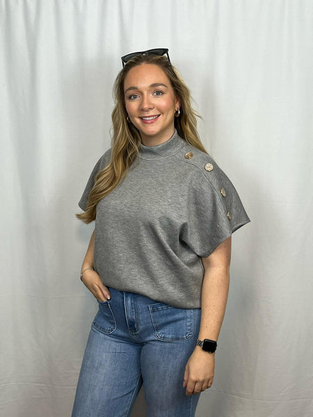 ‘Erica’ Gold Button Shoulder Top