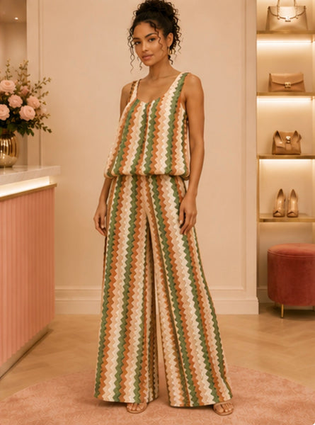 ‘Dakota’ Multi Bubble Hem Top & Trouser Set