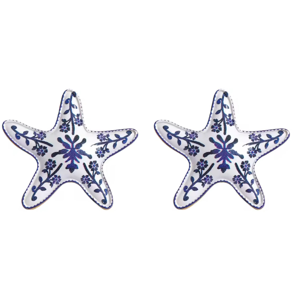 China Print Starfish Earrings