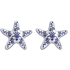 China Print Starfish Earrings