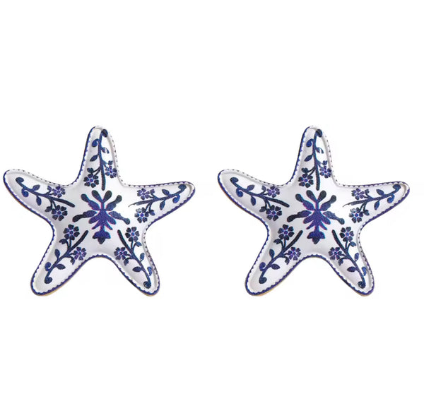 China Print Starfish Earrings