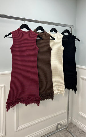 ‘Willow’ Knitted Fringe Hem Dress