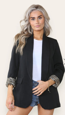 ‘Robyn’ Leopard Lined Blazer