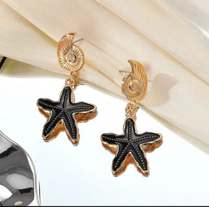 Conch & Starfish Drop Earrings
