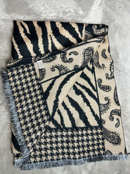 Mixed Zebra Print Scarf
