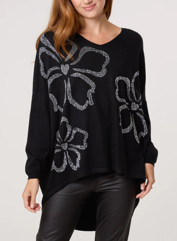 ‘Becky’ Studded Flower Jumper