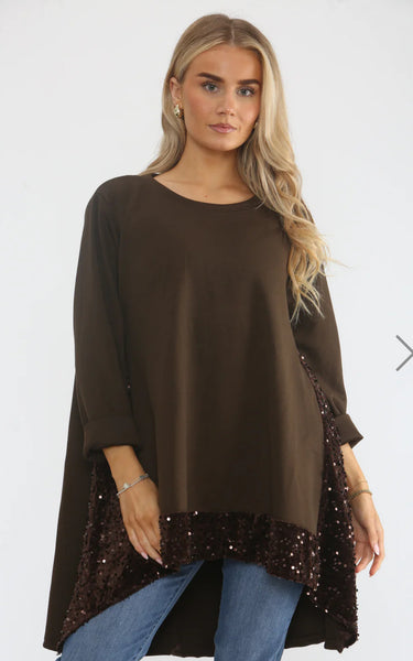 ‘Lynne’ Sequin Panel Top