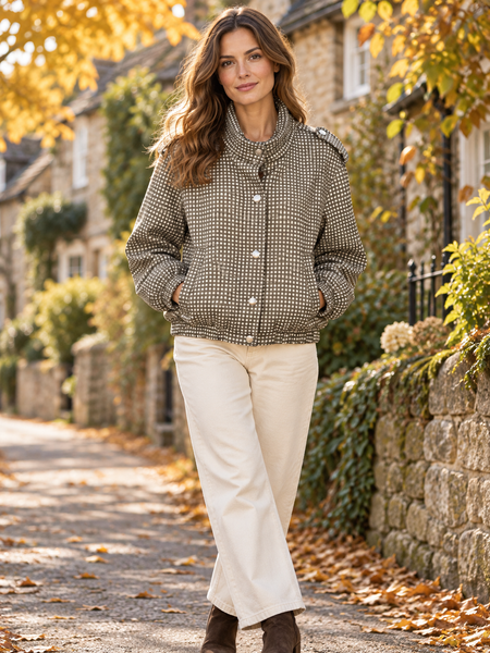 ‘Apollo’ Checked Funnel Neck Jacket