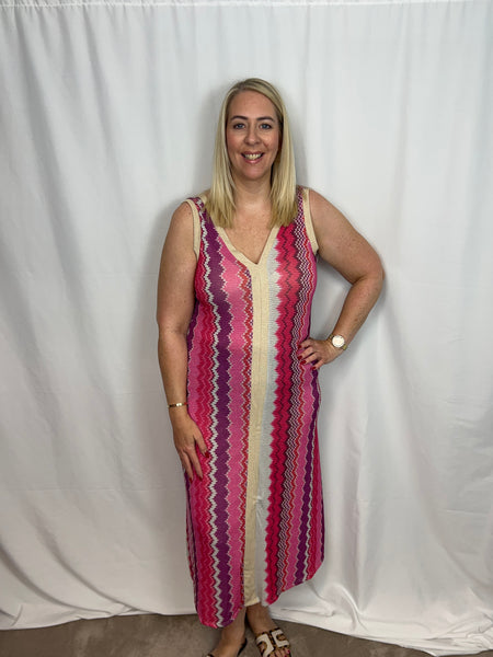 ‘Vicky’ Multicolour Zig-Zag Print Dress