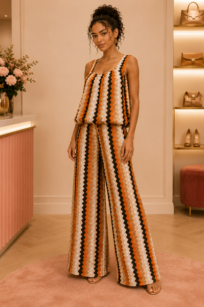 ‘Dakota’ Multi Bubble Hem Top & Trouser Set