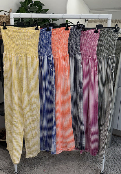 ‘Olympia’ Striped Cheesecloth Jumpsuit