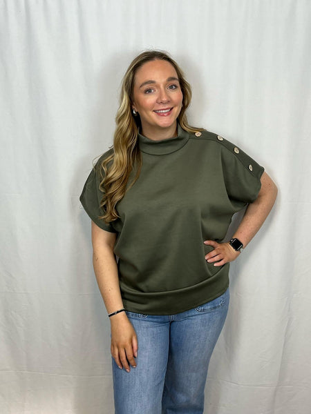 ‘Erica’ Gold Button Shoulder Top
