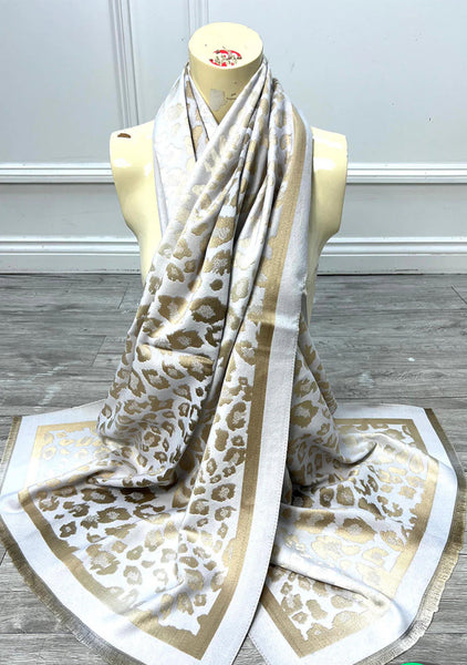 Gold/Coloured Leopard Print Scarf
