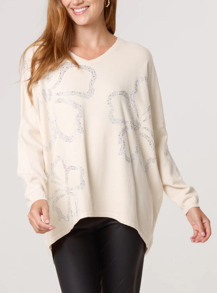 ‘Becky’ Studded Flower Jumper