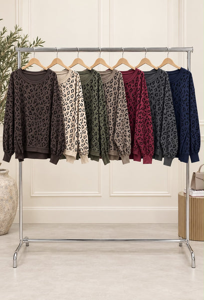 ‘Nina’ Velour Leopard Print Sweatshirt
