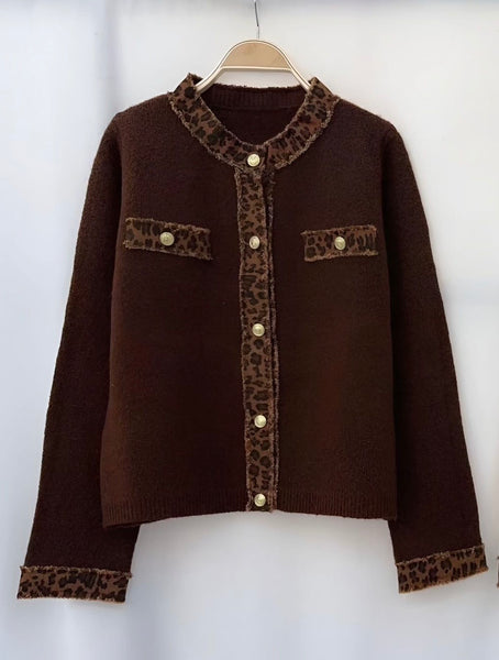 ‘Olivia’ Leopard Trim Cardigan