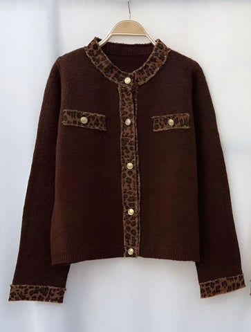 ‘Olivia’ Leopard Trim Cardigan