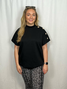 ‘Erica’ Gold Button Shoulder Top