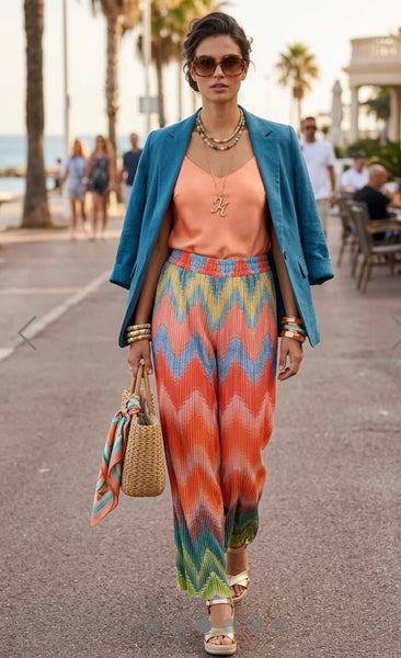 ‘Adele’ Zig-Zag Plisse Trousers