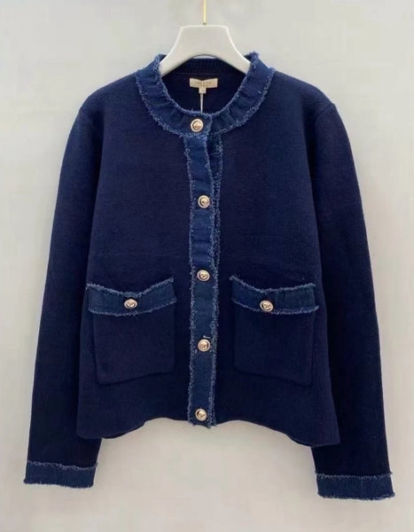 ‘Patsy’ Denim Trim Cardigan