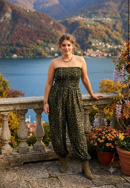 ‘Josie’ Leopard Print Cuffed Leg Jumpsuit