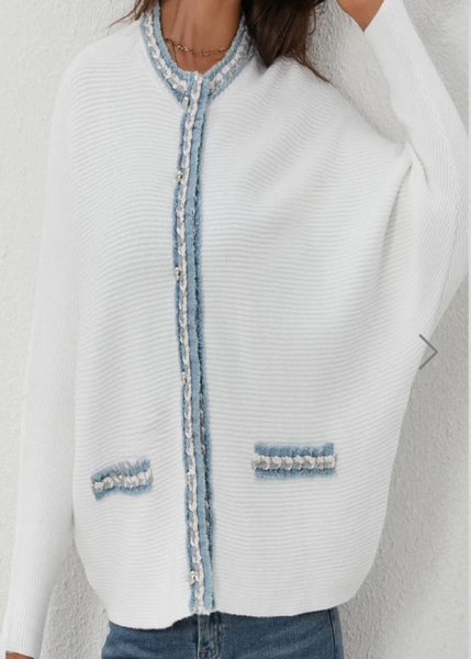 ‘Sabrina’ Denim Trim Cardigan