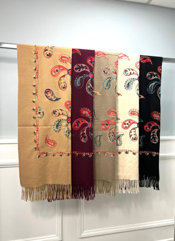Paisley Embroidered Scarf