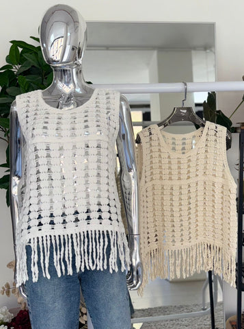 ‘Verona’ Crochet Tassle Top