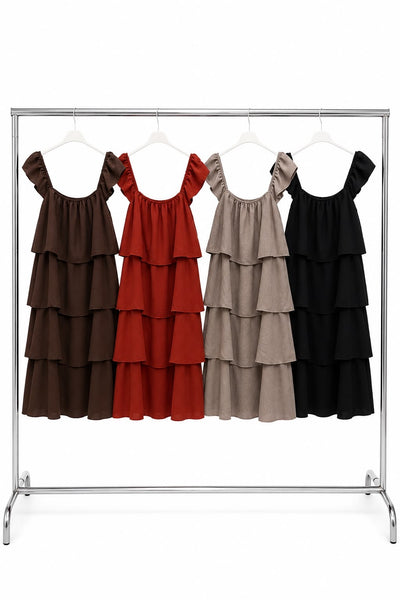 ‘Carmen’ Frill Tiered Dress