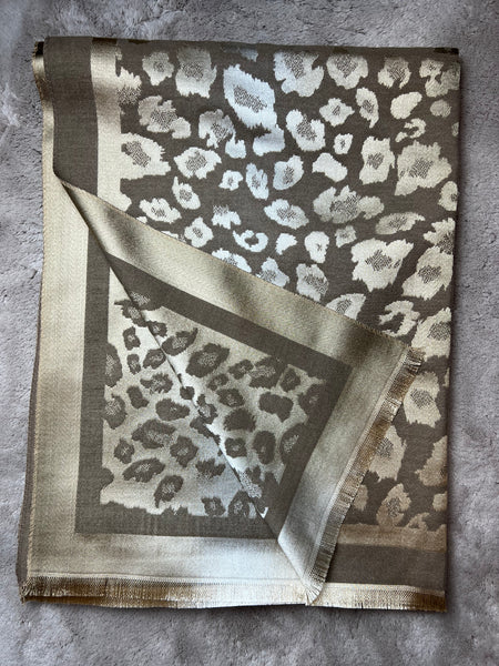 Gold/Coloured Leopard Print Scarf