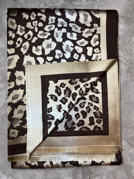 Gold/Coloured Leopard Print Scarf
