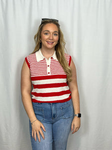 ‘Paige’ Striped Sleeveless Top