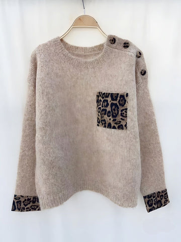 ‘Camille’ Leopard Pocket Jumper
