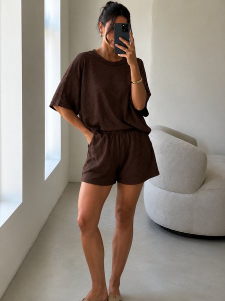 ‘Kane’ Diamond Pattern Bubble Hem Top & Short Set