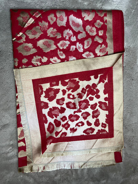 Gold/Coloured Leopard Print Scarf