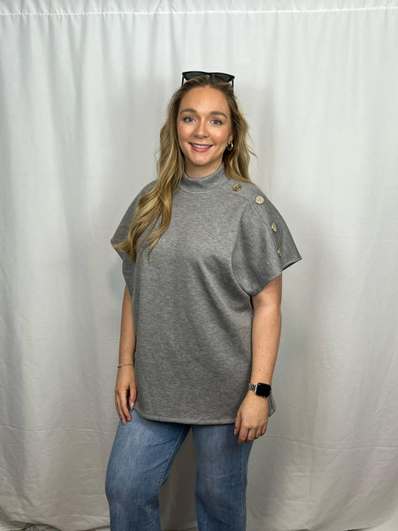‘Erica’ Gold Button Shoulder Top