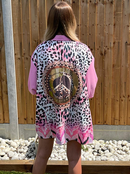 ‘Peace’ Leopard Back Shirt